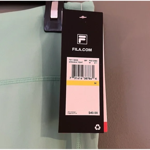 New! FILA “Dreama” Scallop Hem Active Leggings – Mint Green (M, NWT) - Picture 3 of 6